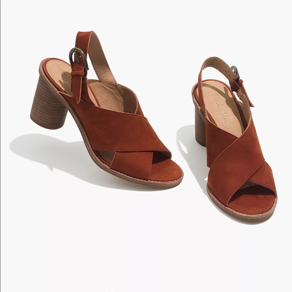 Madewell brown suede heeled sandals 5